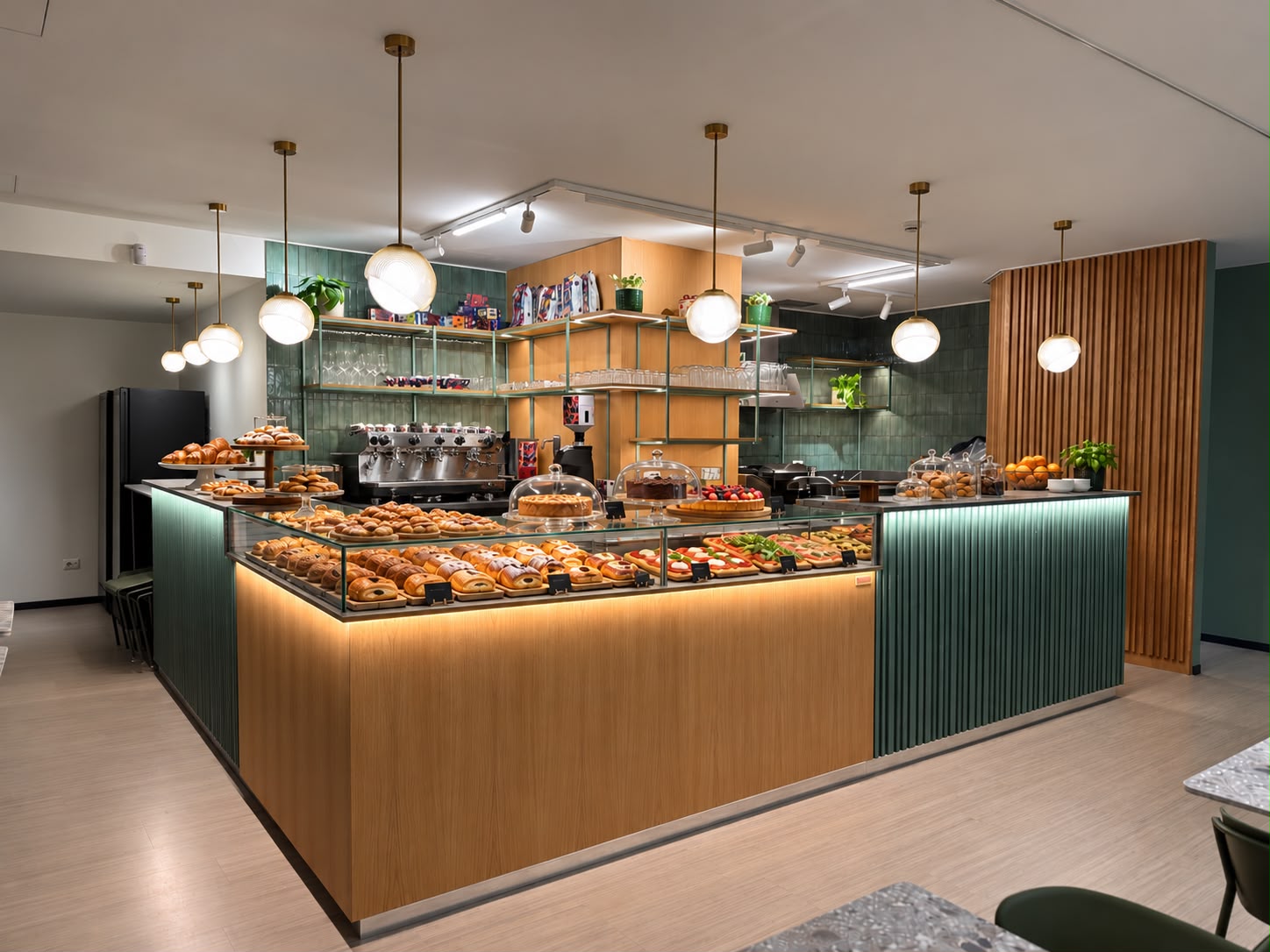 Il bancone di Yummie Lab, tra bakery, caffè e proposte fresche